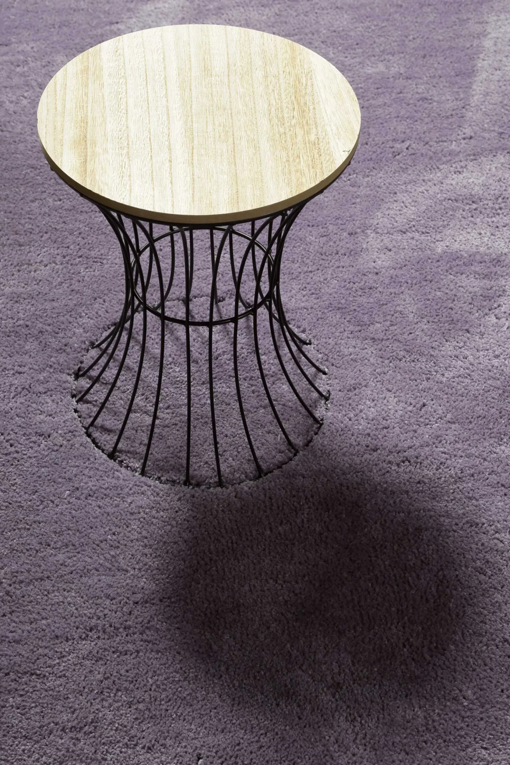 Teppich Rund Lila Hochflor "Pisa" Homie Living