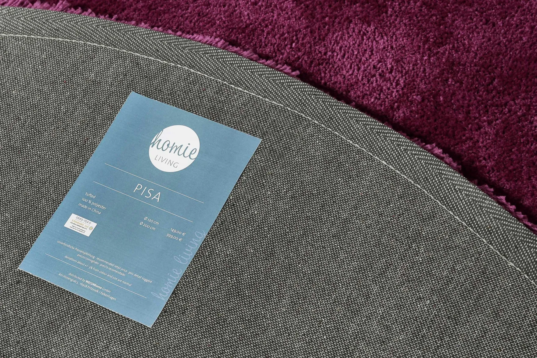 Teppich Rund Pink Violett Hochflor "Pisa" Homie Living