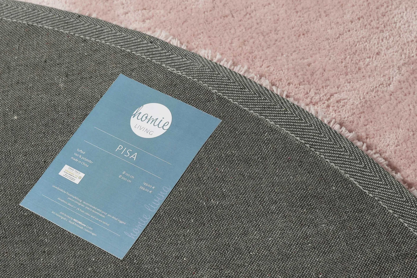 Teppich Rund Rosa Hochflor "Pisa" Homie Living