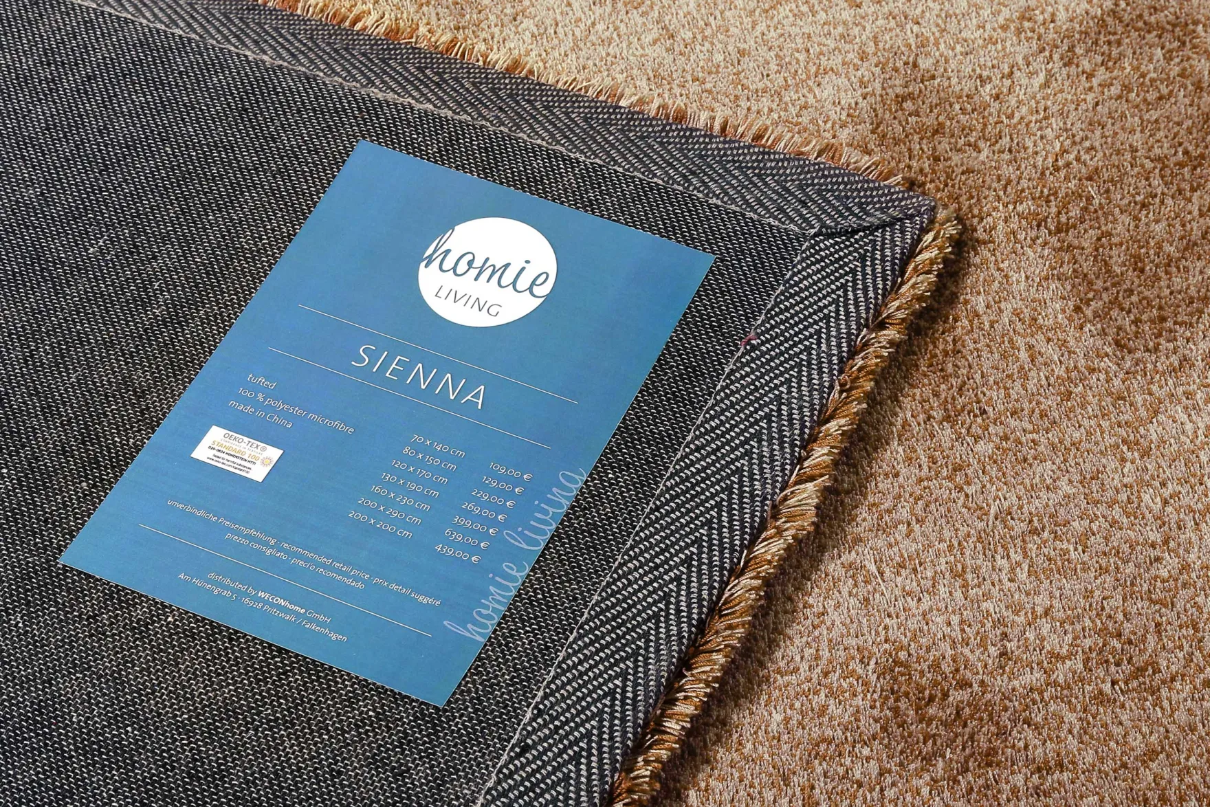 Teppich Sand Braun Hochflor "Sienna" Homie Living