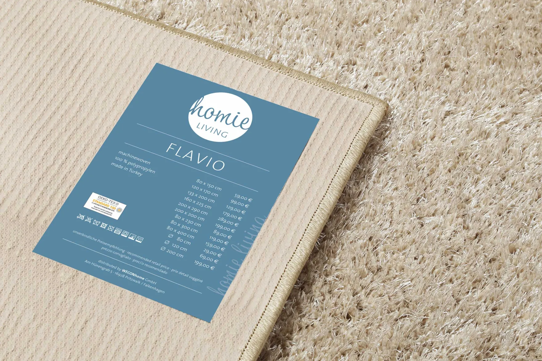 Teppich Sand Hochflor "Flavio" Homie Living