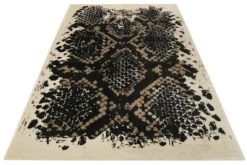 Teppich Schwarz Beige Taupe Kurzflor