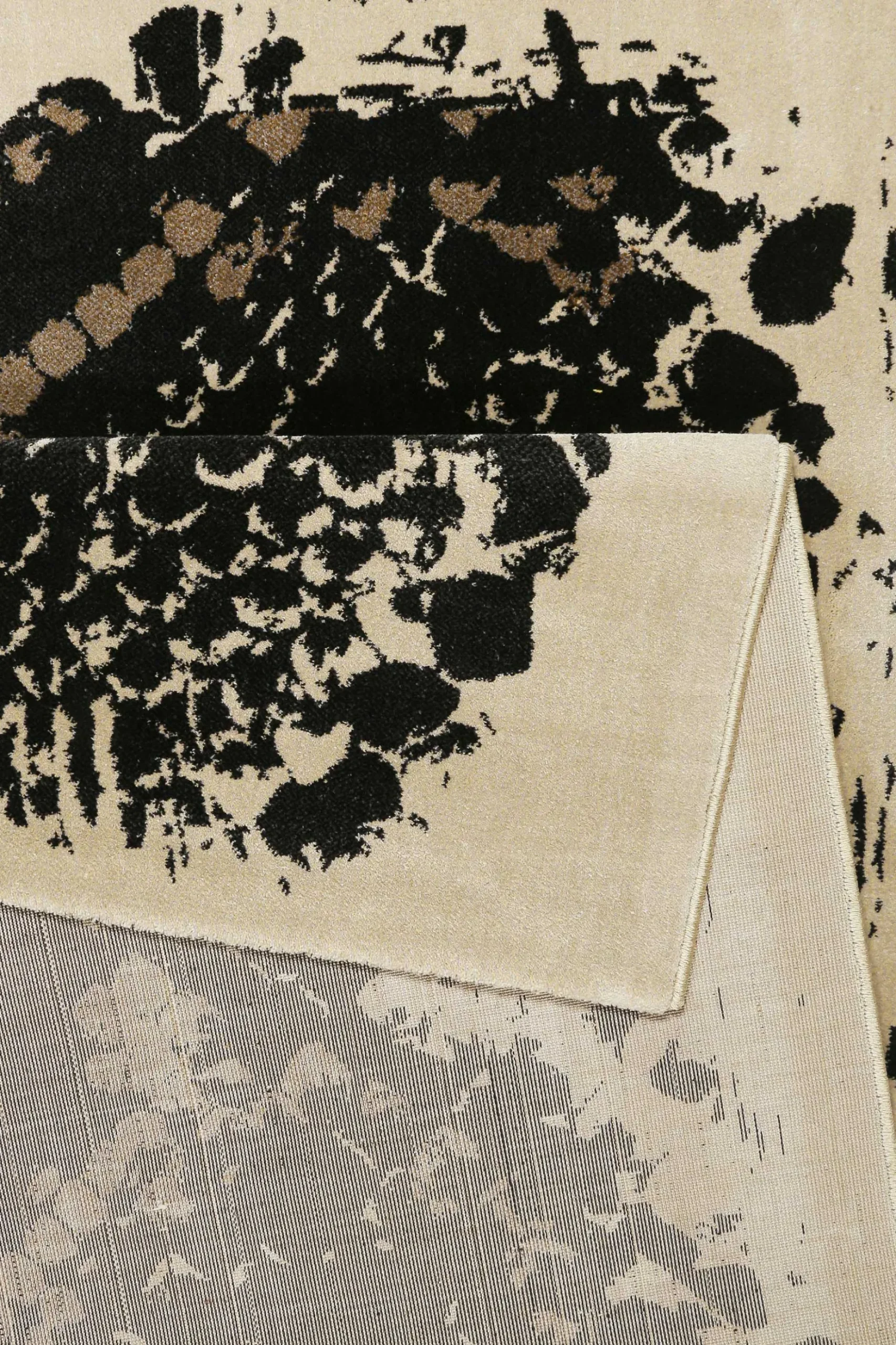Teppich Schwarz Beige Taupe Kurzflor "Phyton" WECONhome