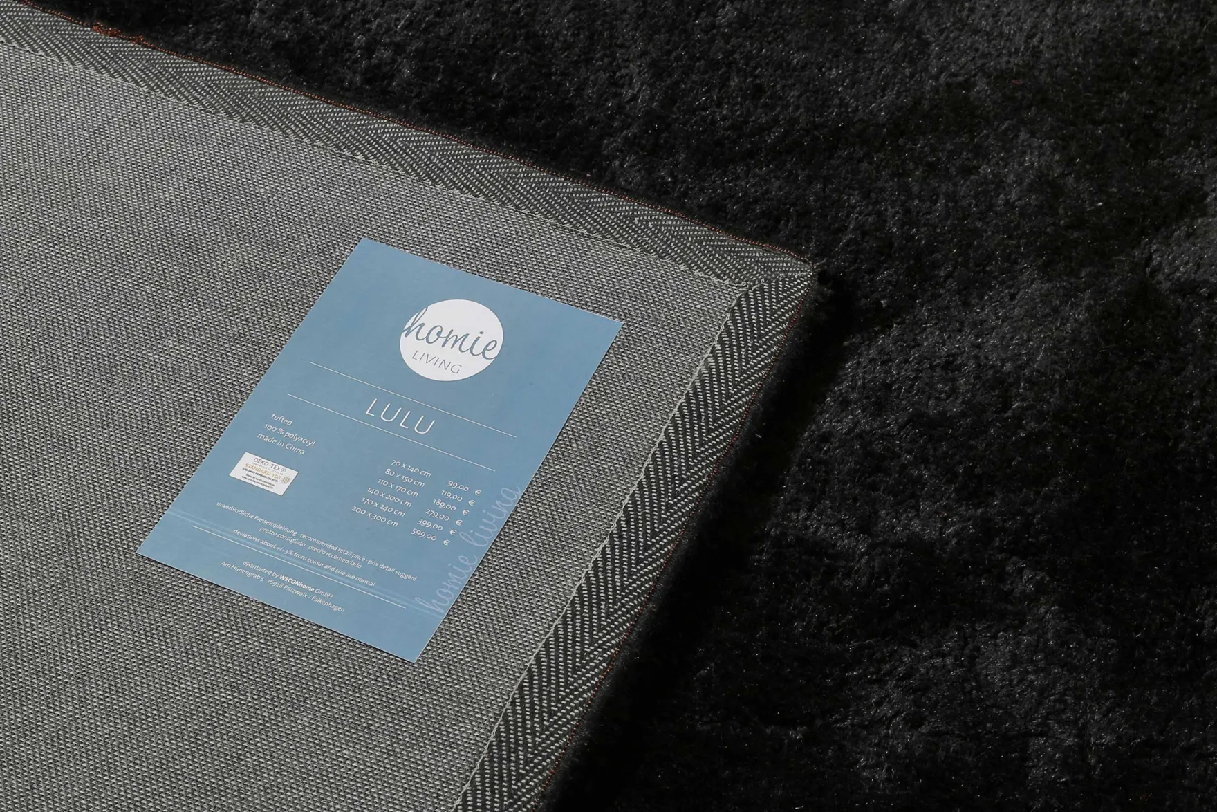 Teppich Schwarz Hochflor B-Ware "Lulu" Homie Living