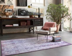 Teppich Vintage Grau Lila Blau Orange "Embrace" WECONhome