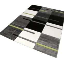 Teppich 160x230 Wohnzimmer Anthrazit Weiß Grün