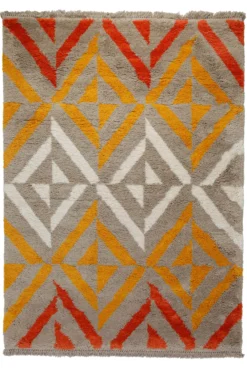 Teppich 160x230 Wohnzimmer Beige Orange Weiß Muster