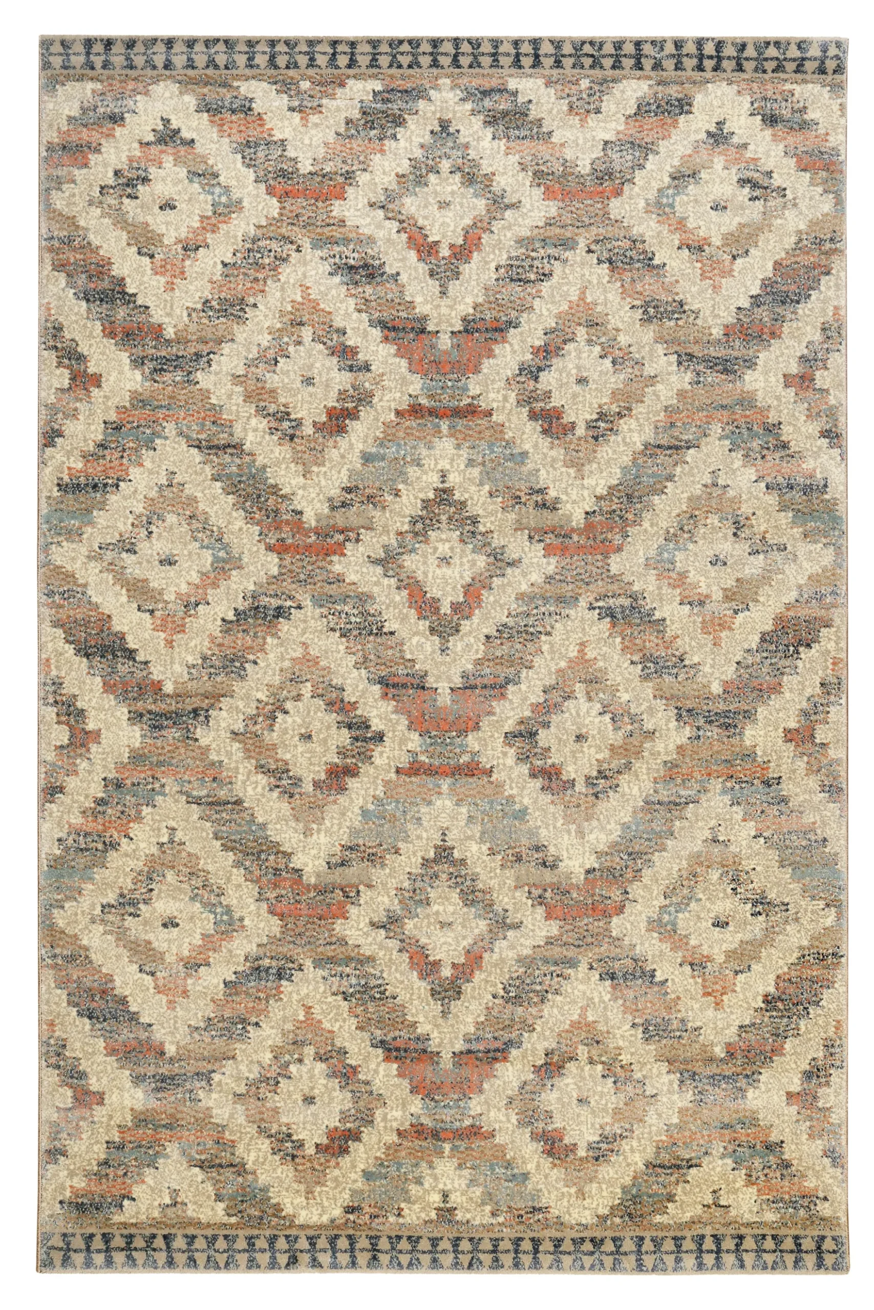 Teppich 160x230 Wohnzimmer Beige Rautenmuster