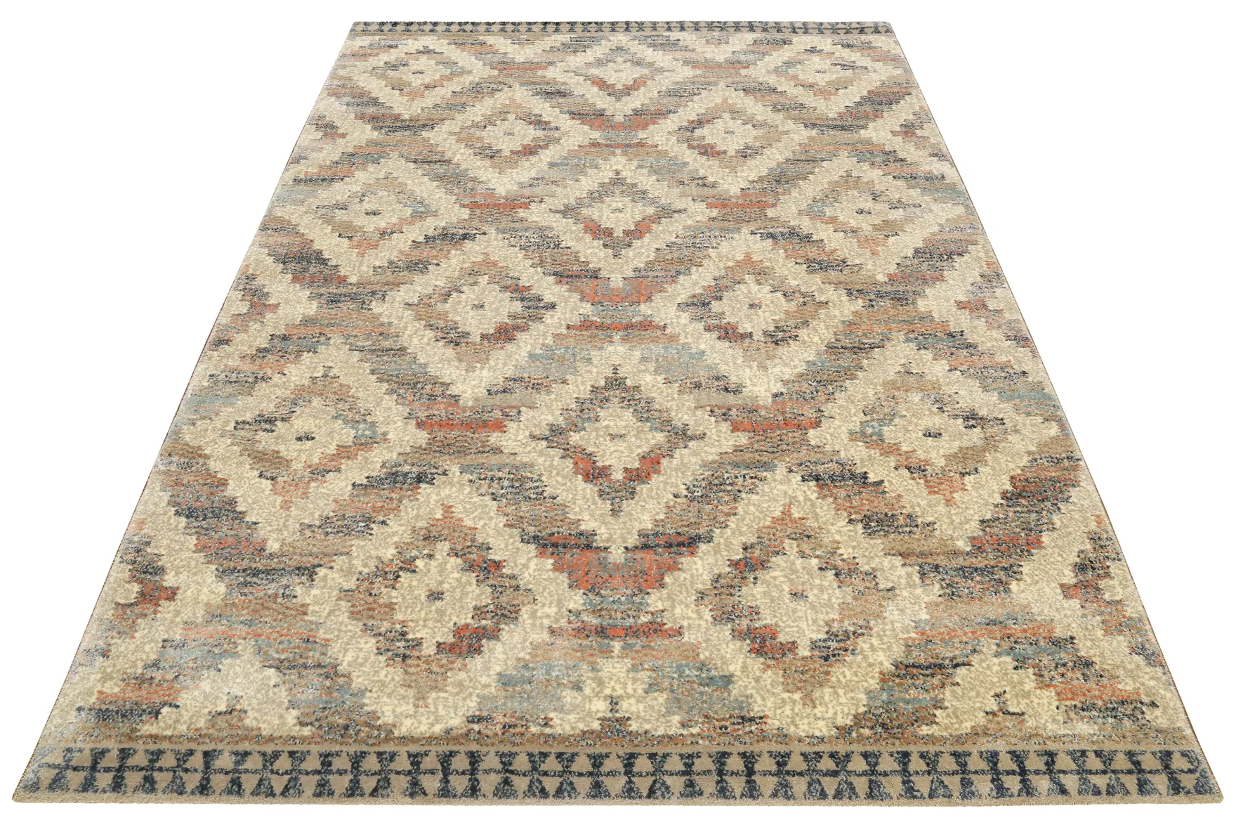 Teppich 160x230 Wohnzimmer Beige Rautenmuster