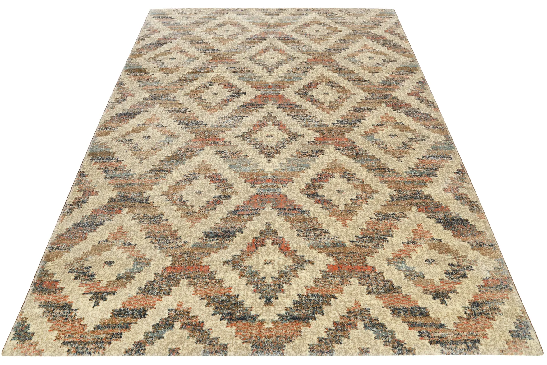 Teppich 160x230 Wohnzimmer Braun Rautenmuster