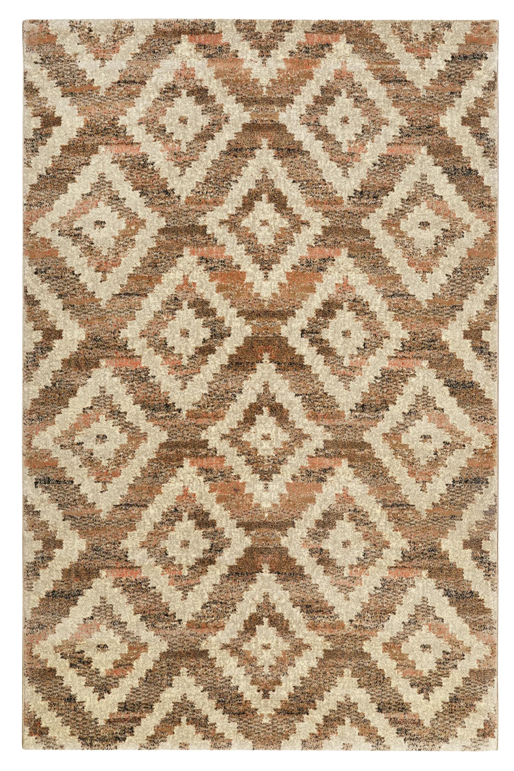 Teppich 160x230 Wohnzimmer Braun Rautenmuster