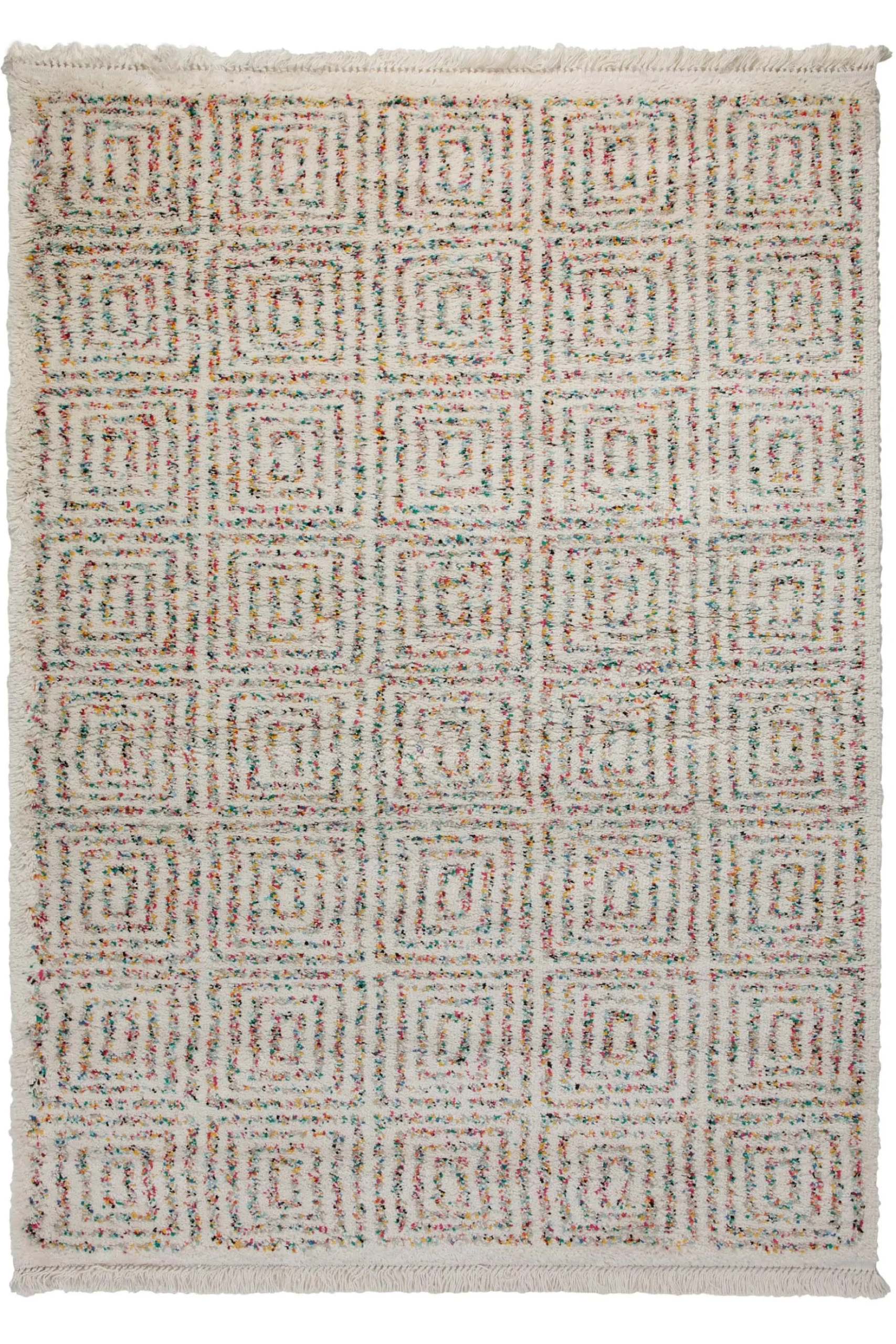 Teppich 160x230 Wohnzimmer Creme Bunt