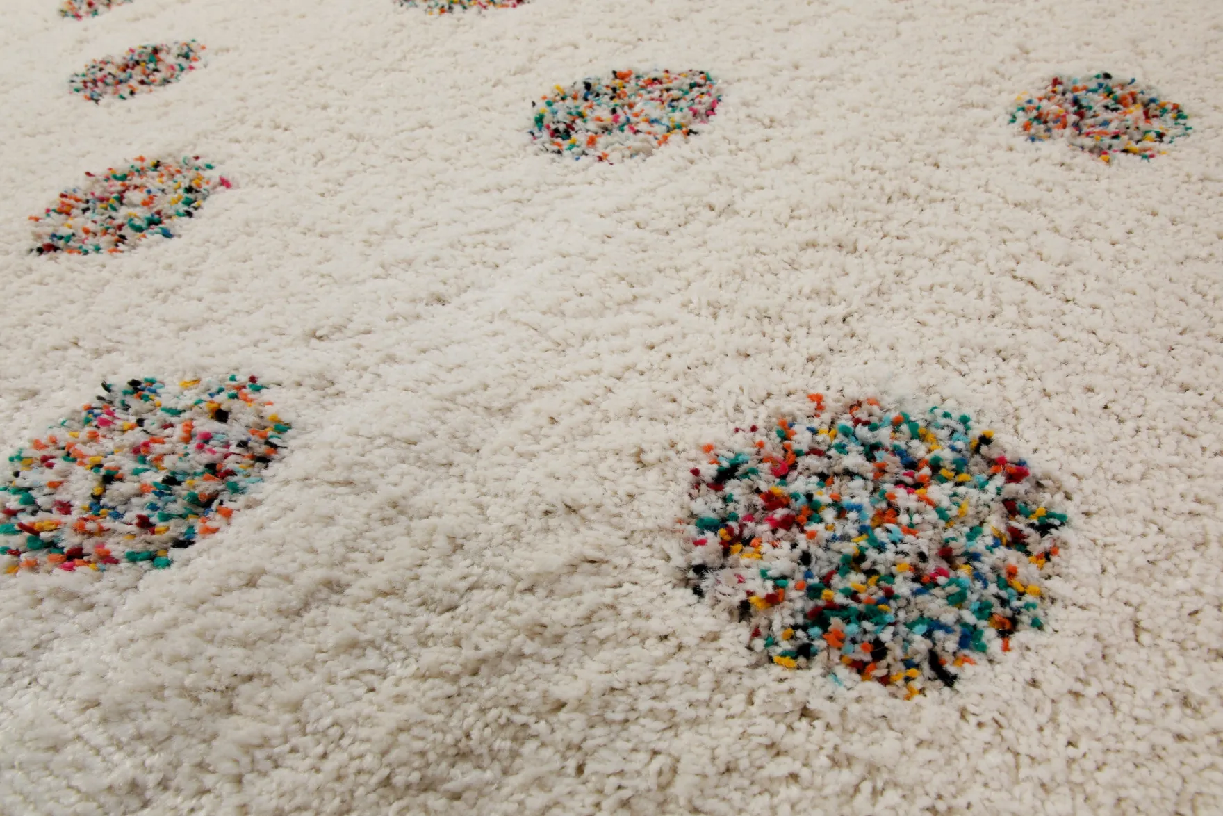 Teppich 160x230 Wohnzimmer Creme Bunt Punkte