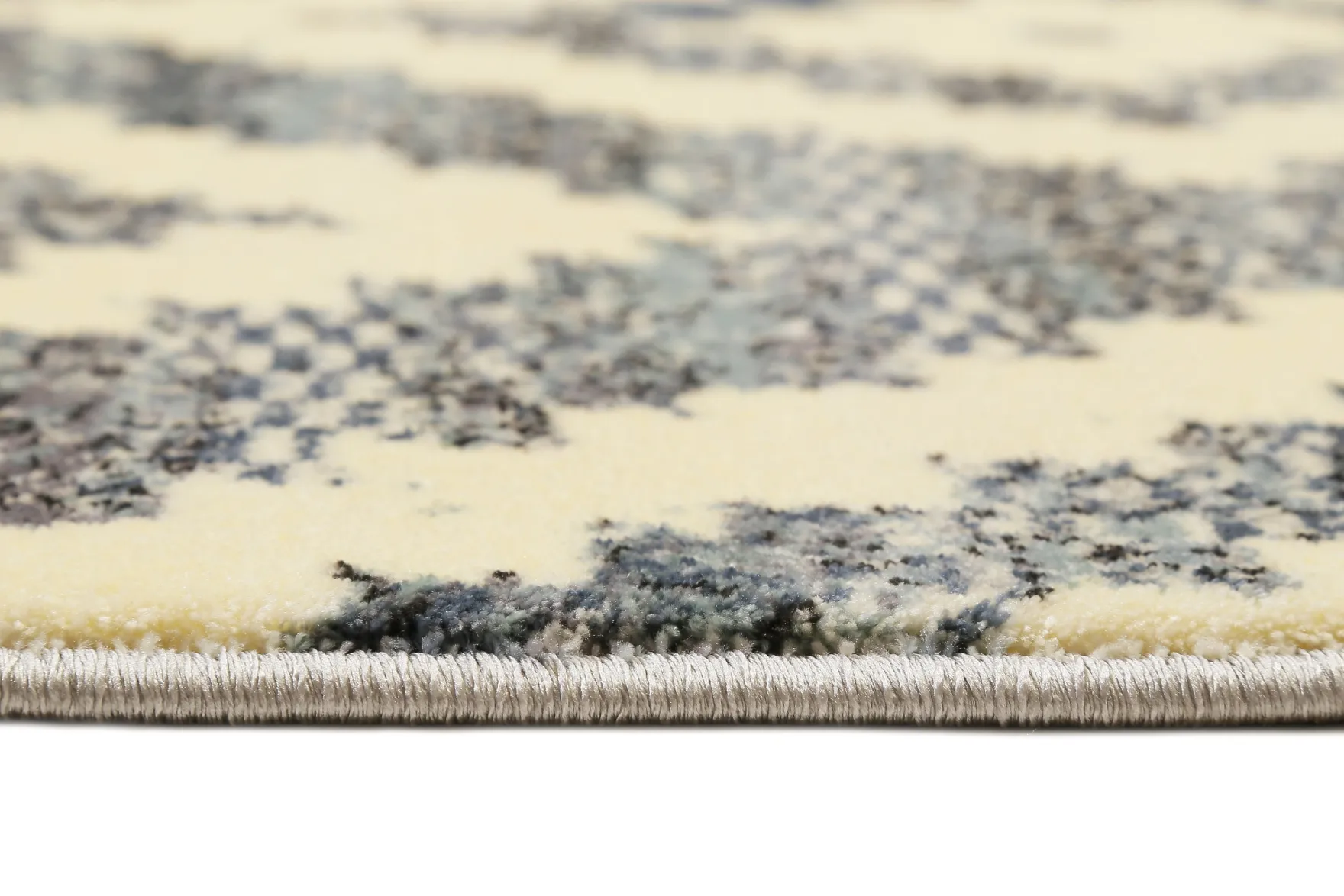 Teppich 160x230 Wohnzimmer Dunkelblau Creme Rautenmuster