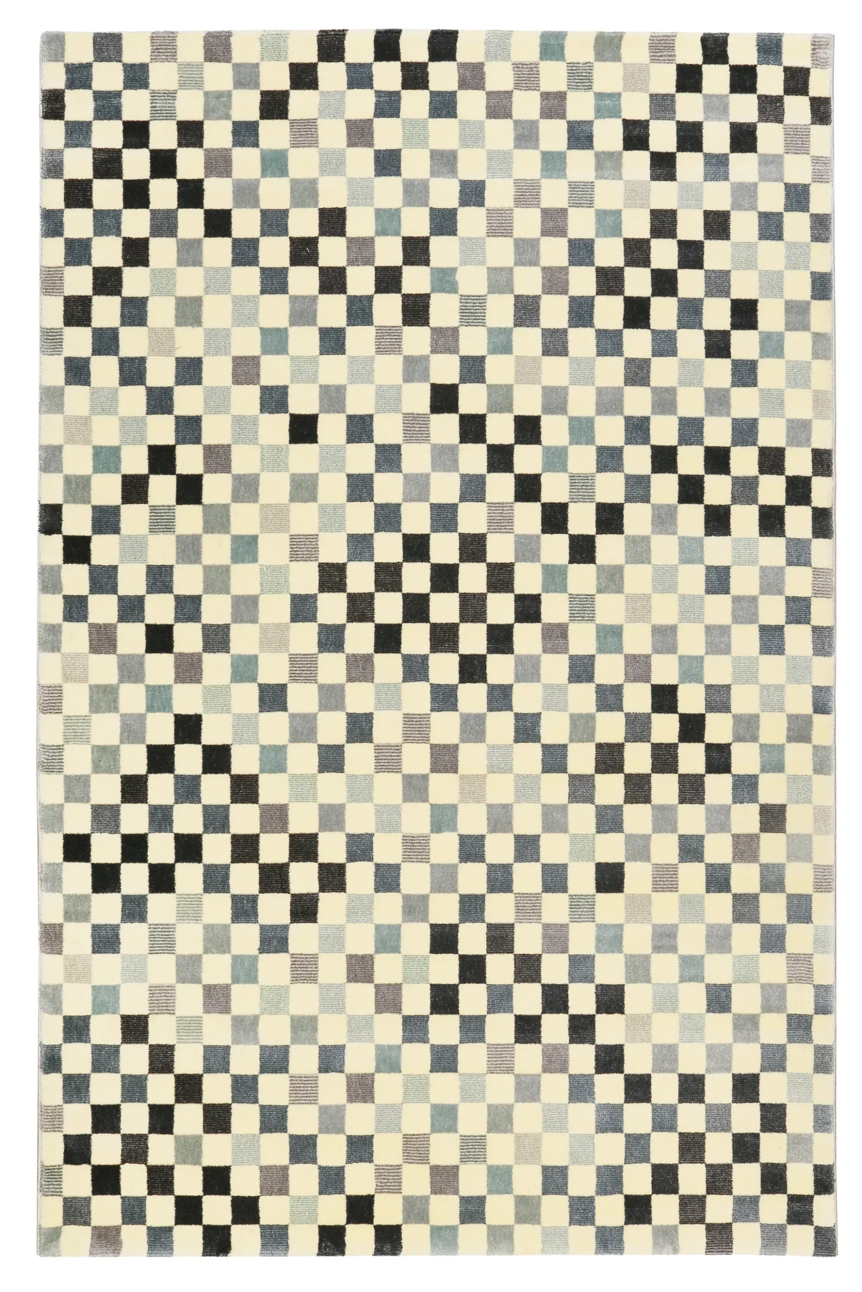 Teppich 160x230 Wohnzimmer Gelb Grau Schwarz Kariert