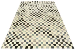 Teppich 160x230 Wohnzimmer Gelb Grau Schwarz Kariert