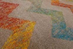 Teppich 160x230 Wohnzimmer Hellbraun Zickzack Muster
