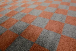 Teppich 160x230 Wohnzimmer Kariert Anthrazit Rotbraun