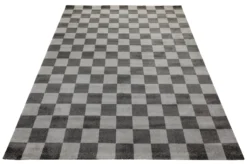 Teppich 160x230 Wohnzimmer Kariert Grau Schwarz