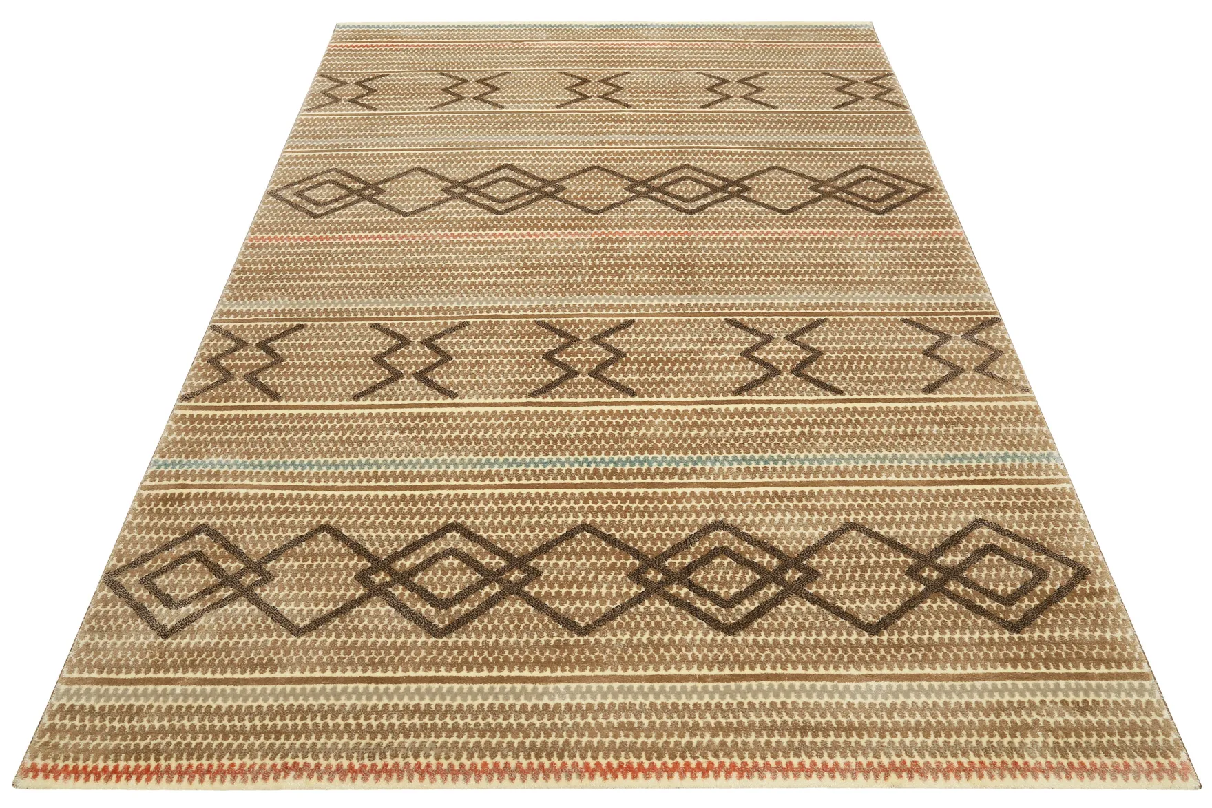 Teppich 160x230 Wohnzimmer Muster Hellbraun