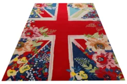 Union Jack floral - Handtuft Wolle 160 x 230 cm