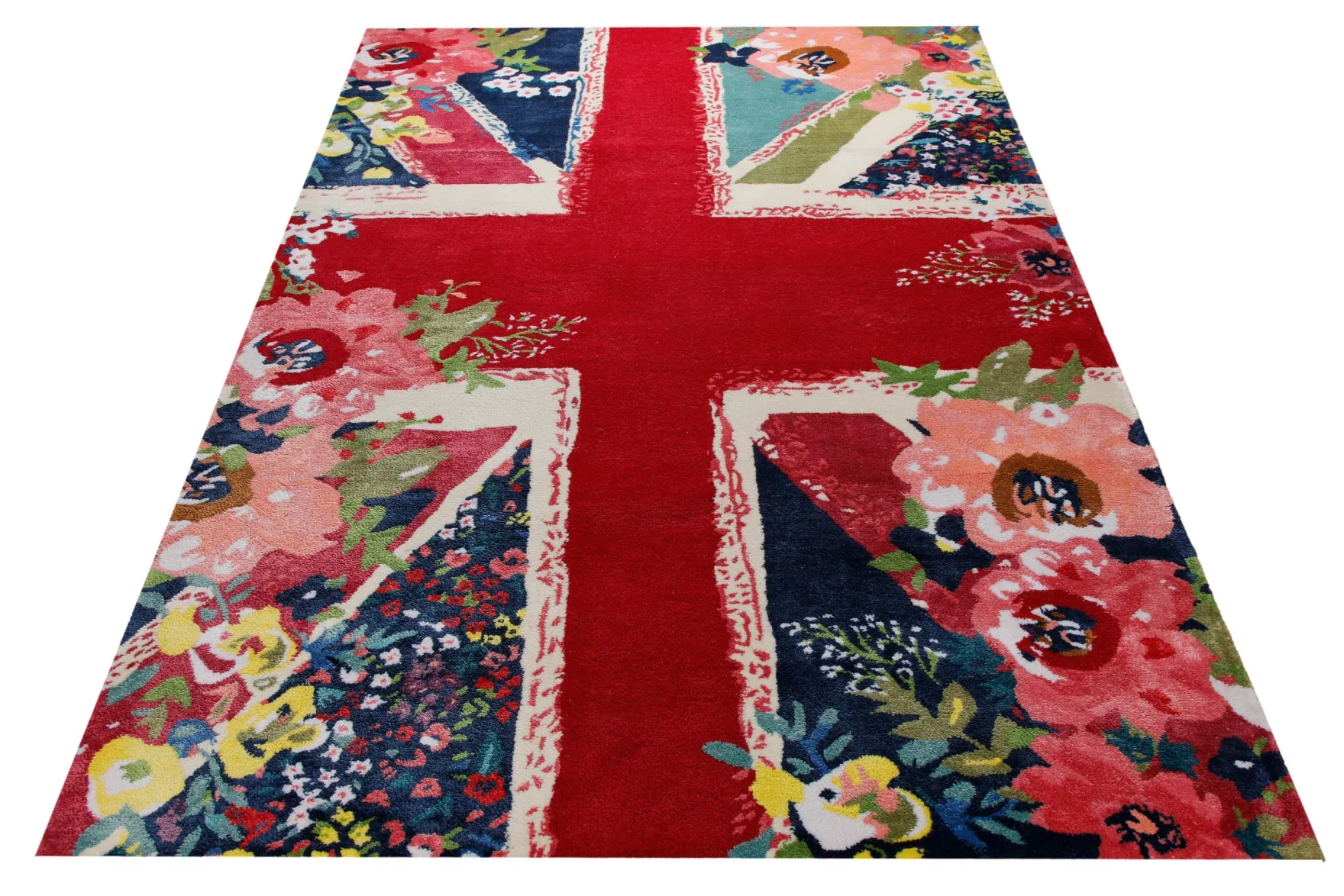 Union Jack in Beere - Handtuft Wolle 160 x 230 cm