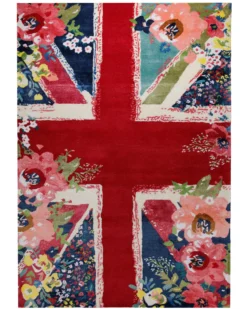 Union Jack in Beere - Handtuft Wolle 160 x 230 cm