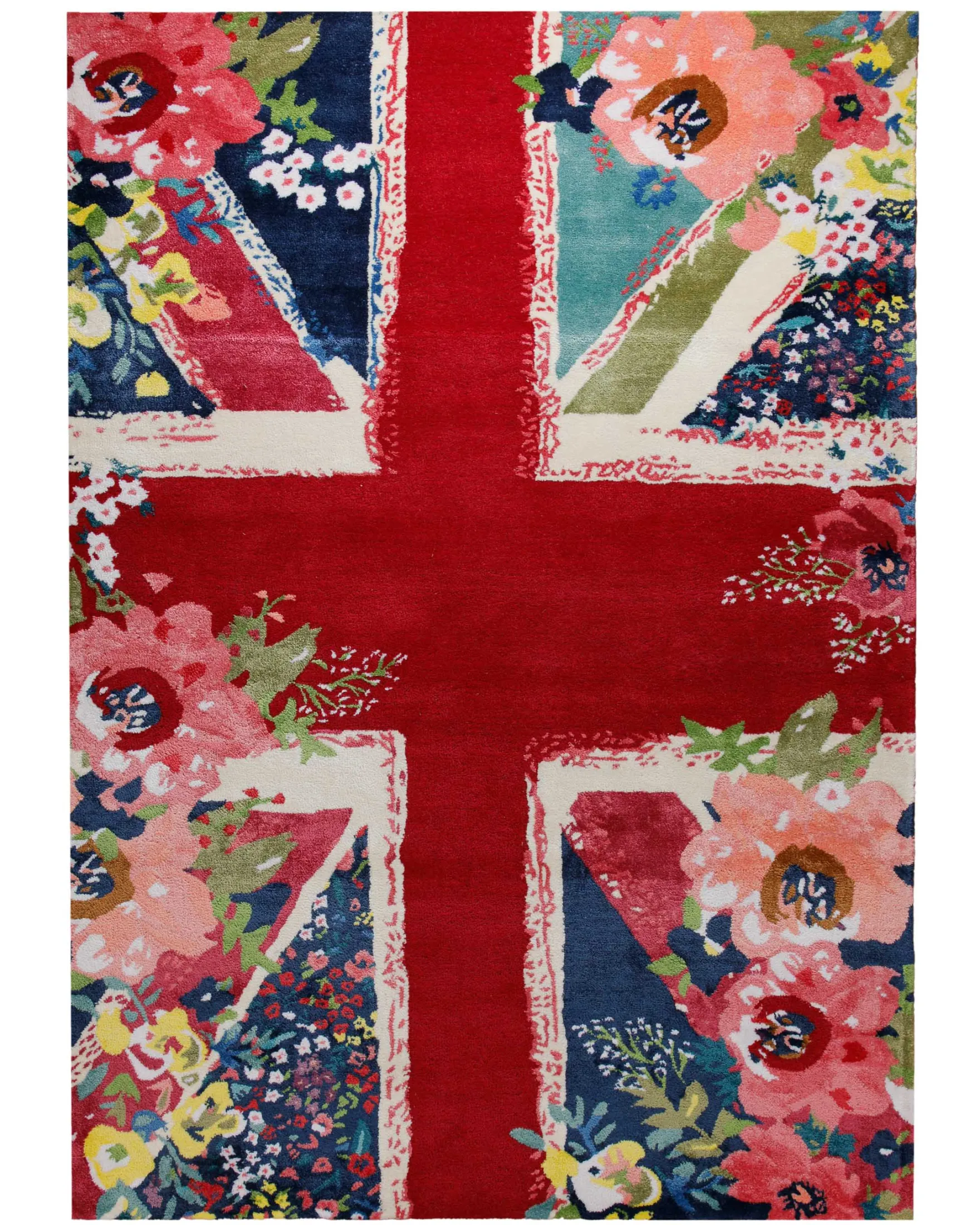 Union Jack in Beere - Handtuft Wolle 160 x 230 cm