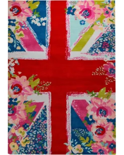 Union Jack in Zuckerrosa - Handtuft Wolle 160 x 230 cm