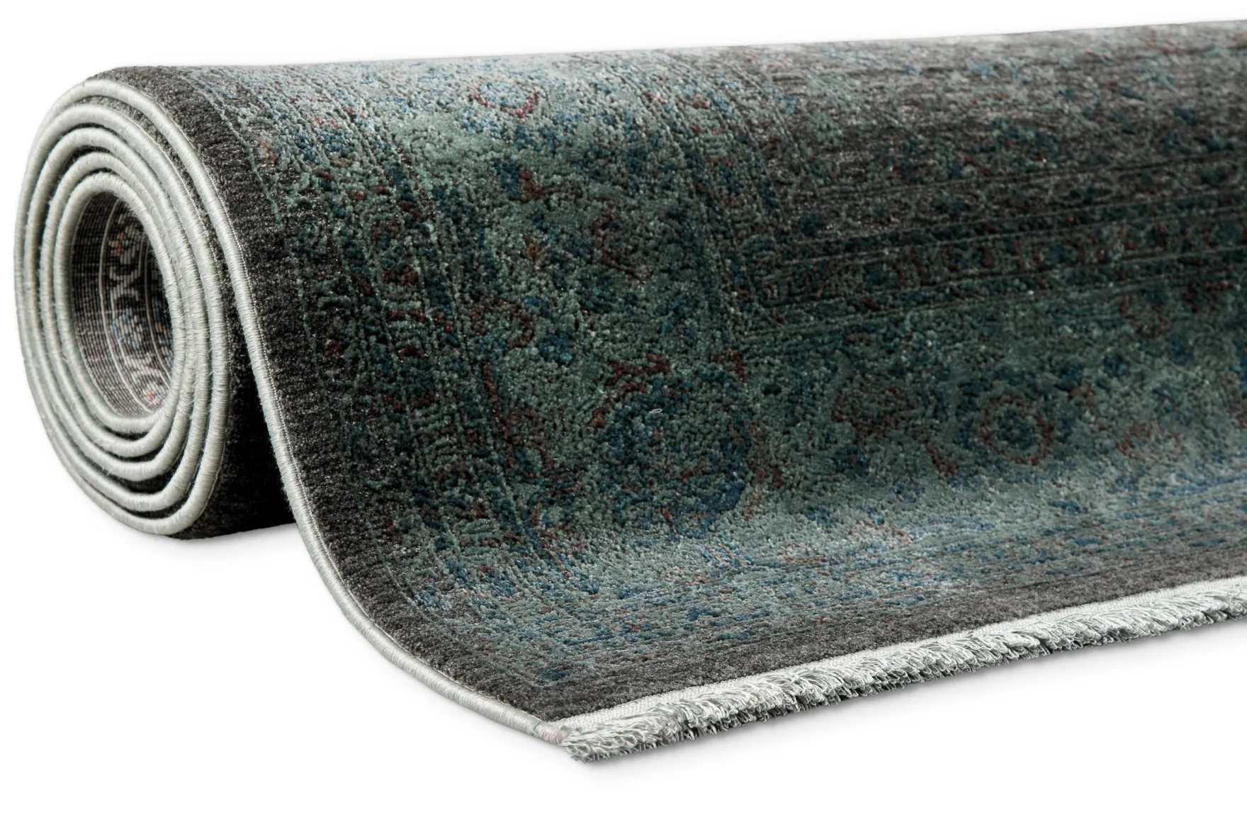 Vintage Kurzflorteppich Grün Grau "LunaSilk" WECONhome