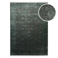 Vintage Kurzflorteppich Grün Grau "LunaSilk" WECONhome