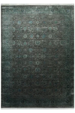 Vintage Kurzflorteppich Grün Grau