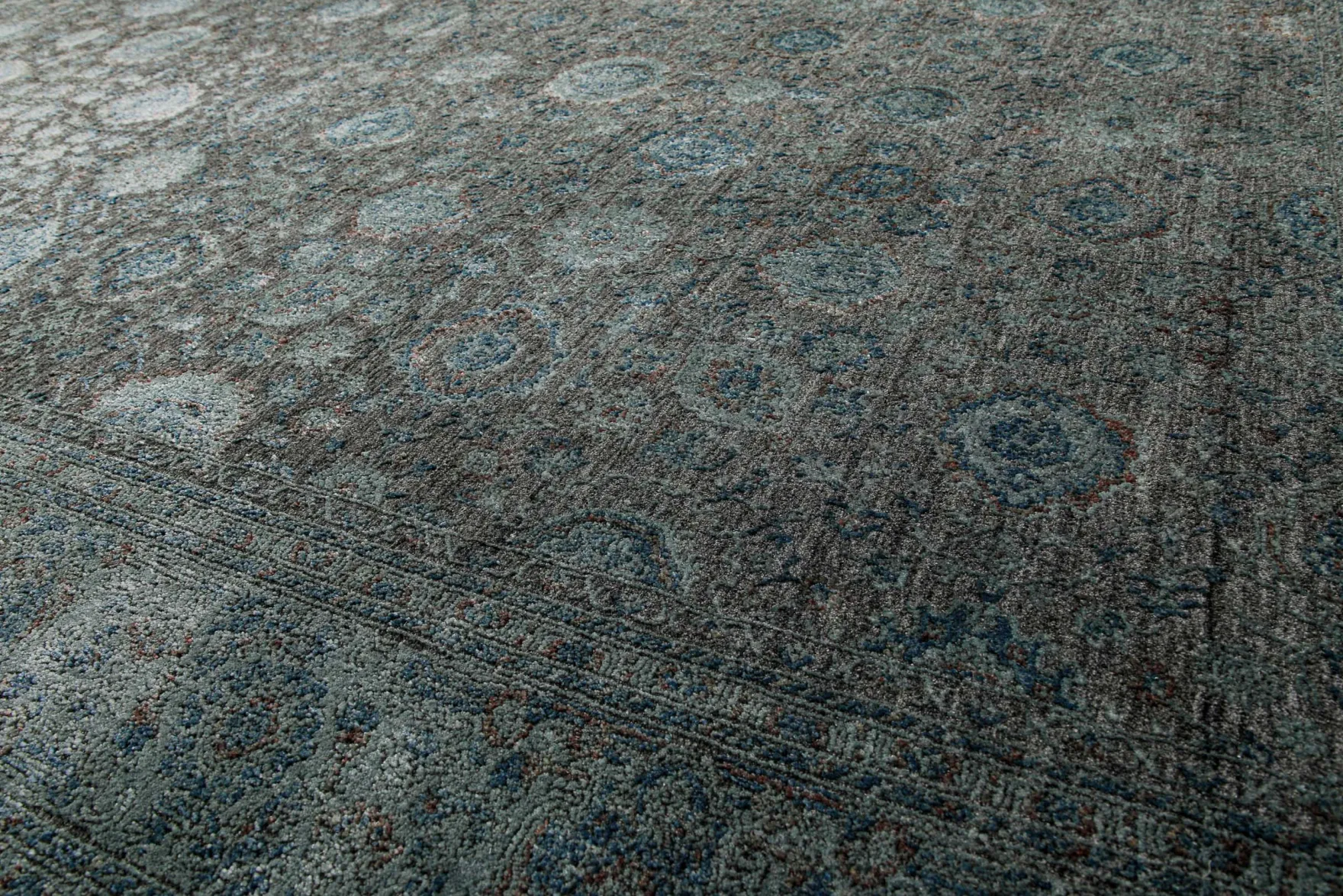 Vintage Kurzflorteppich Grün Grau "LunaSilk" WECONhome
