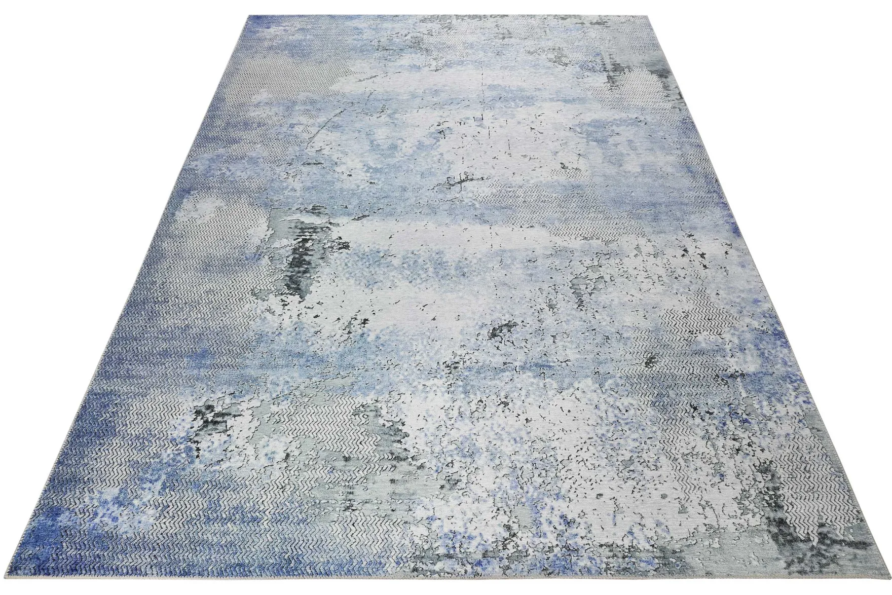 Vintage Teppich Blau Grau Kurzflor "Radiate" WECONhome