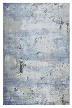 Vintage Teppich Blau Grau Kurzflor