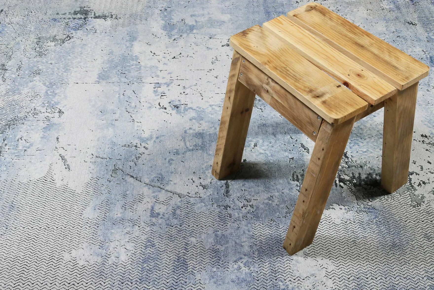 Vintage Teppich Blau Grau Kurzflor "Radiate" WECONhome