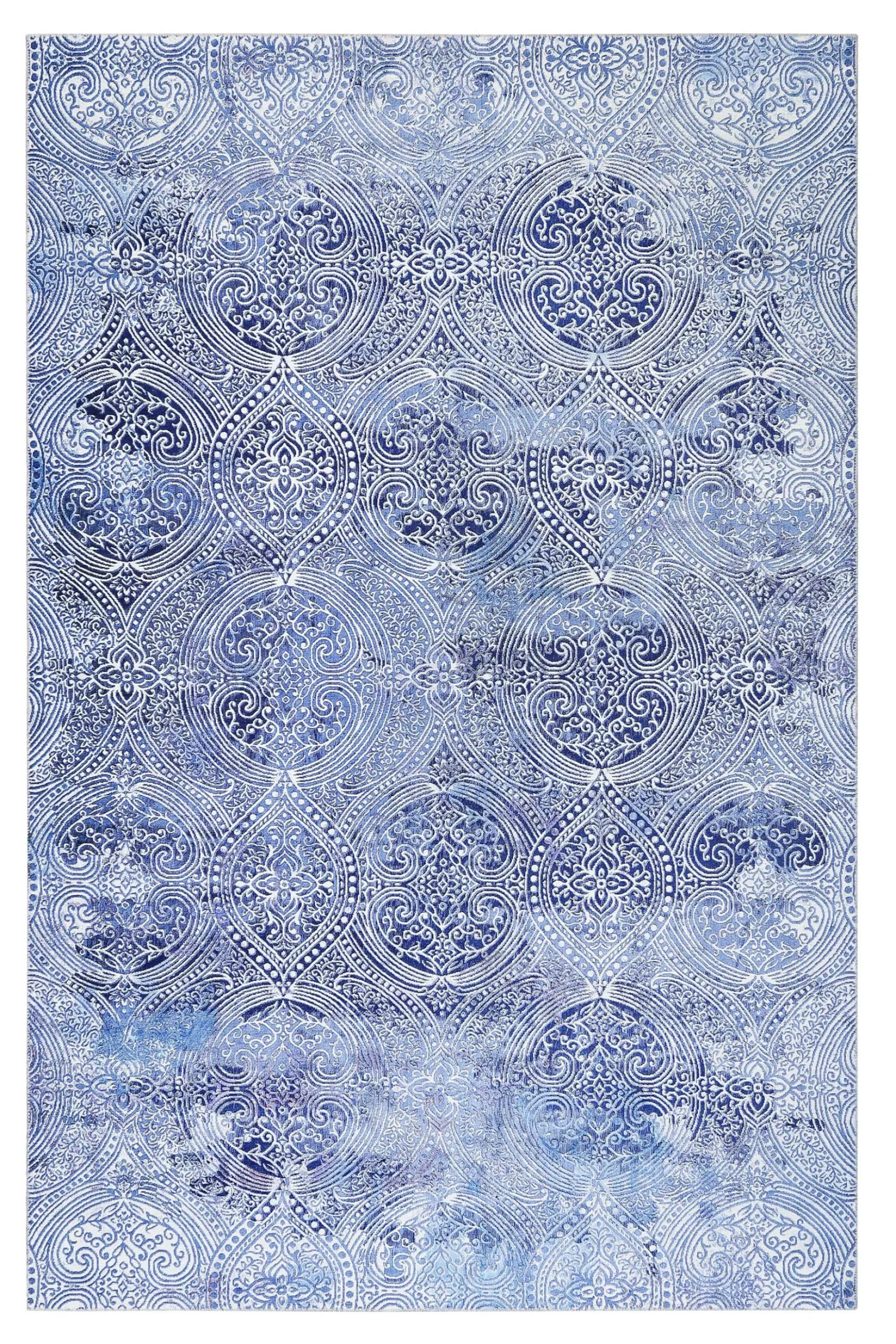 Vintage Teppich Blau Kurzflor "Grace" WECONhome