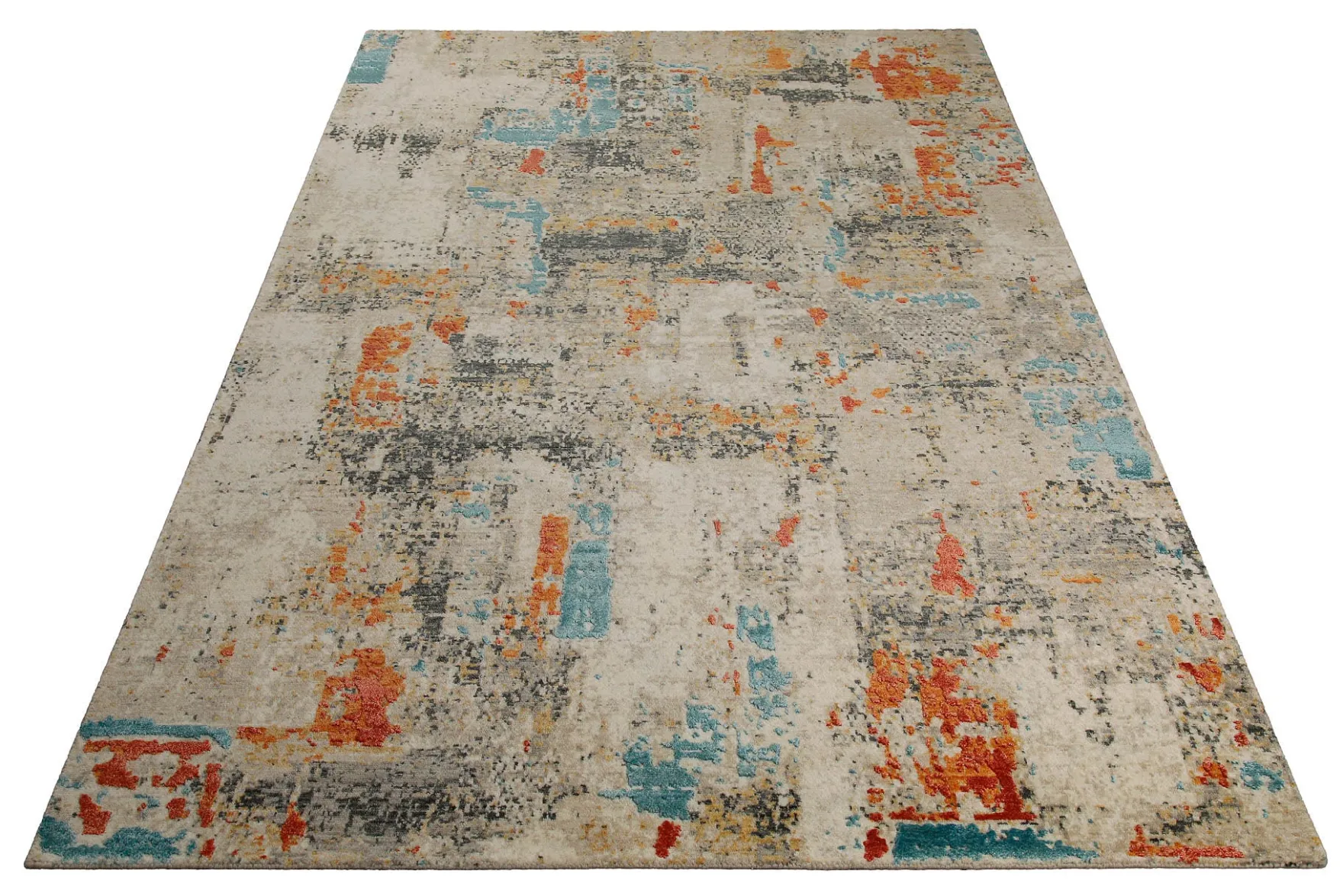 Vintage Teppich Bunt abstrakt aus Neuseelandwolle