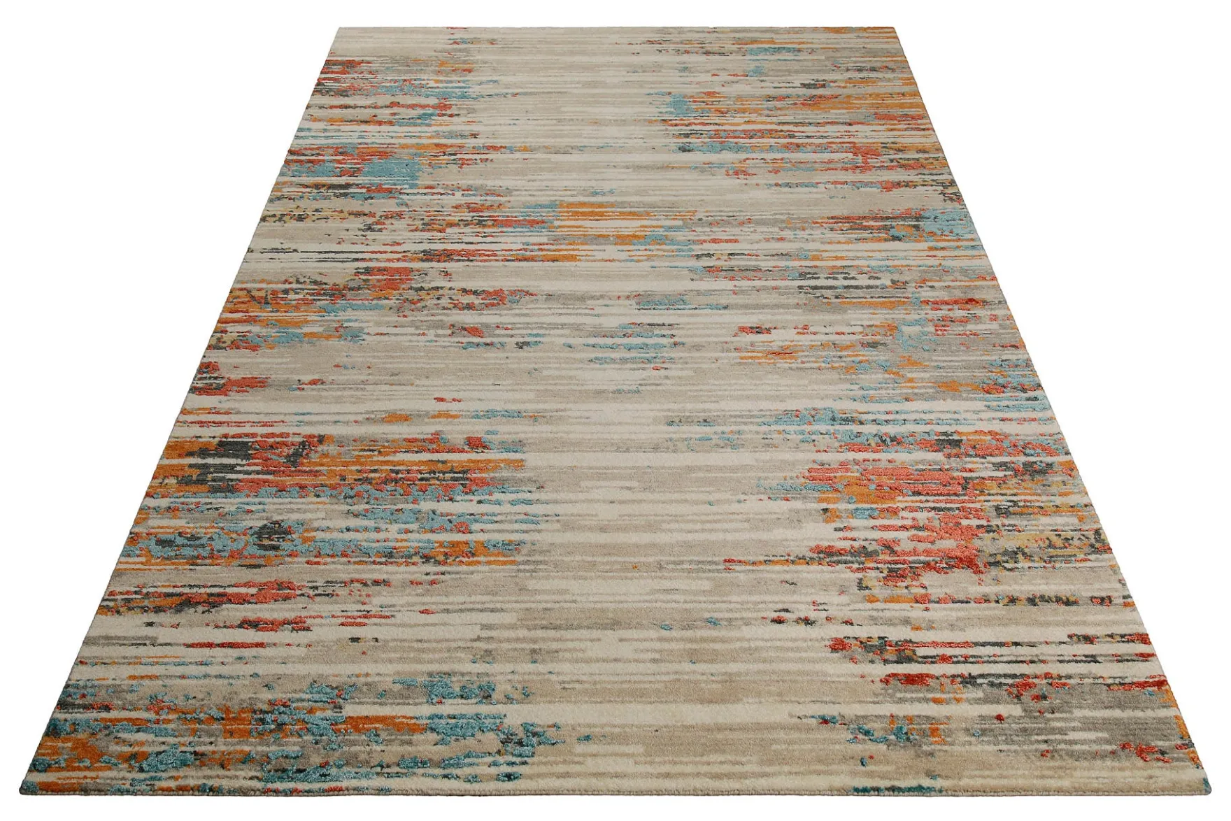 Vintage Teppich Bunt gestreift aus Neuseelandwolle