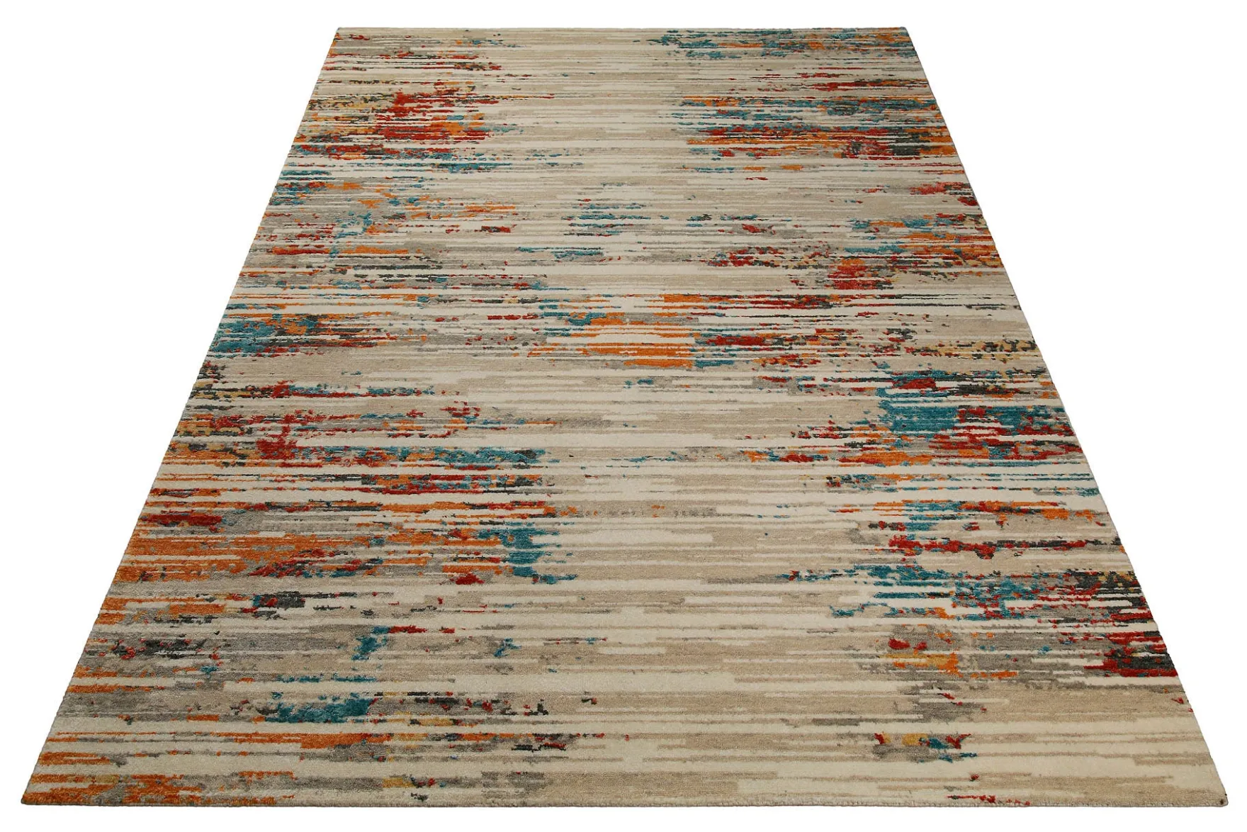 Vintage Teppich Bunt gestreift aus Neuseelandwolle