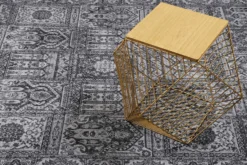Vintage Teppich Grau Anthrazit Kurzflor 