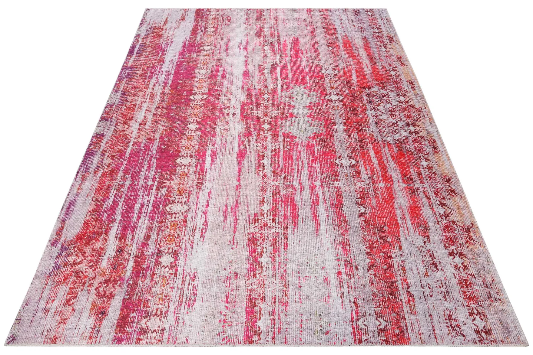 Vintage Teppich Rot Lila Orange Pink "Sunset in Faro" WECONhome