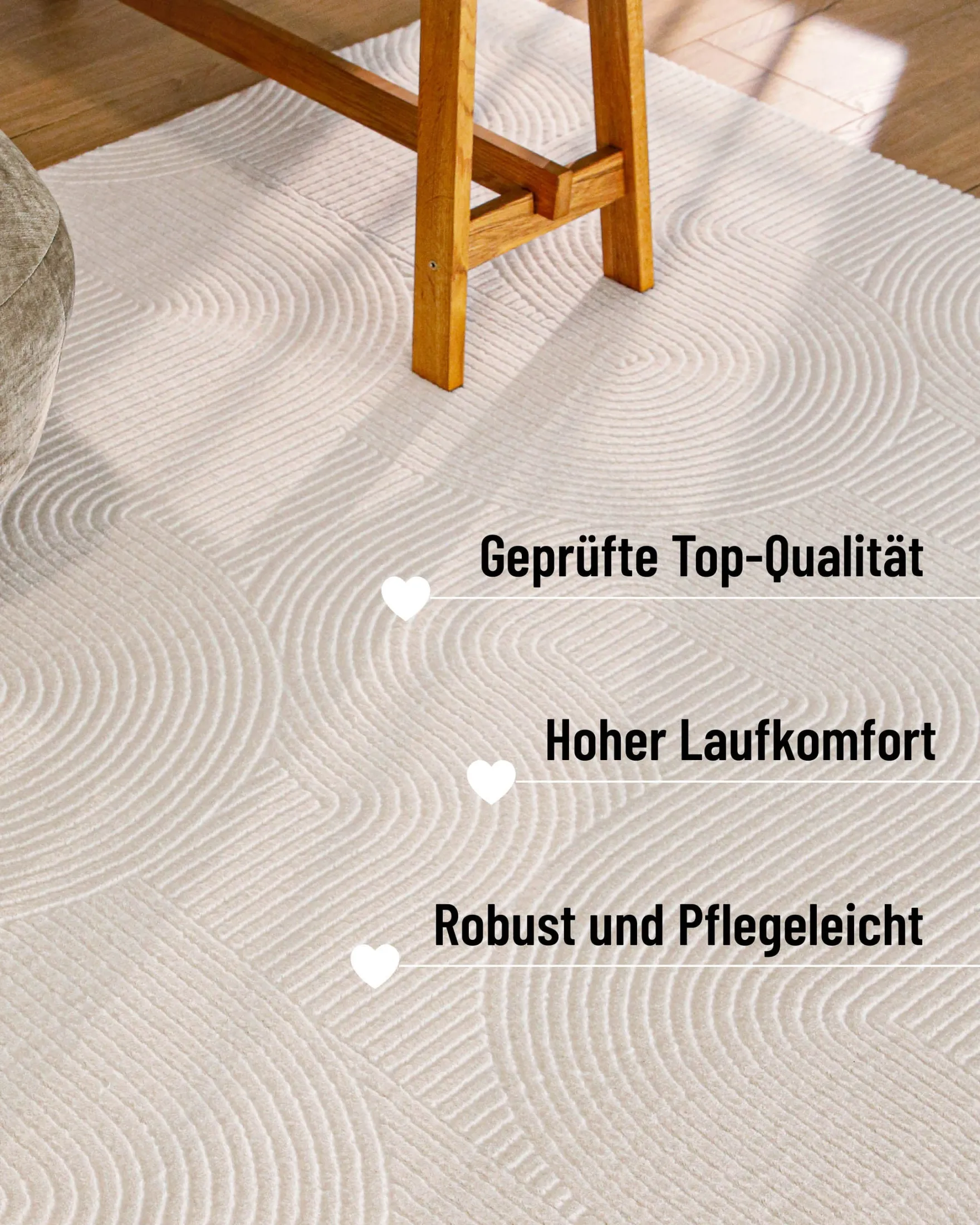 WECONhome Kurzflorteppich "Nuuk Arc" - Creme Weiß