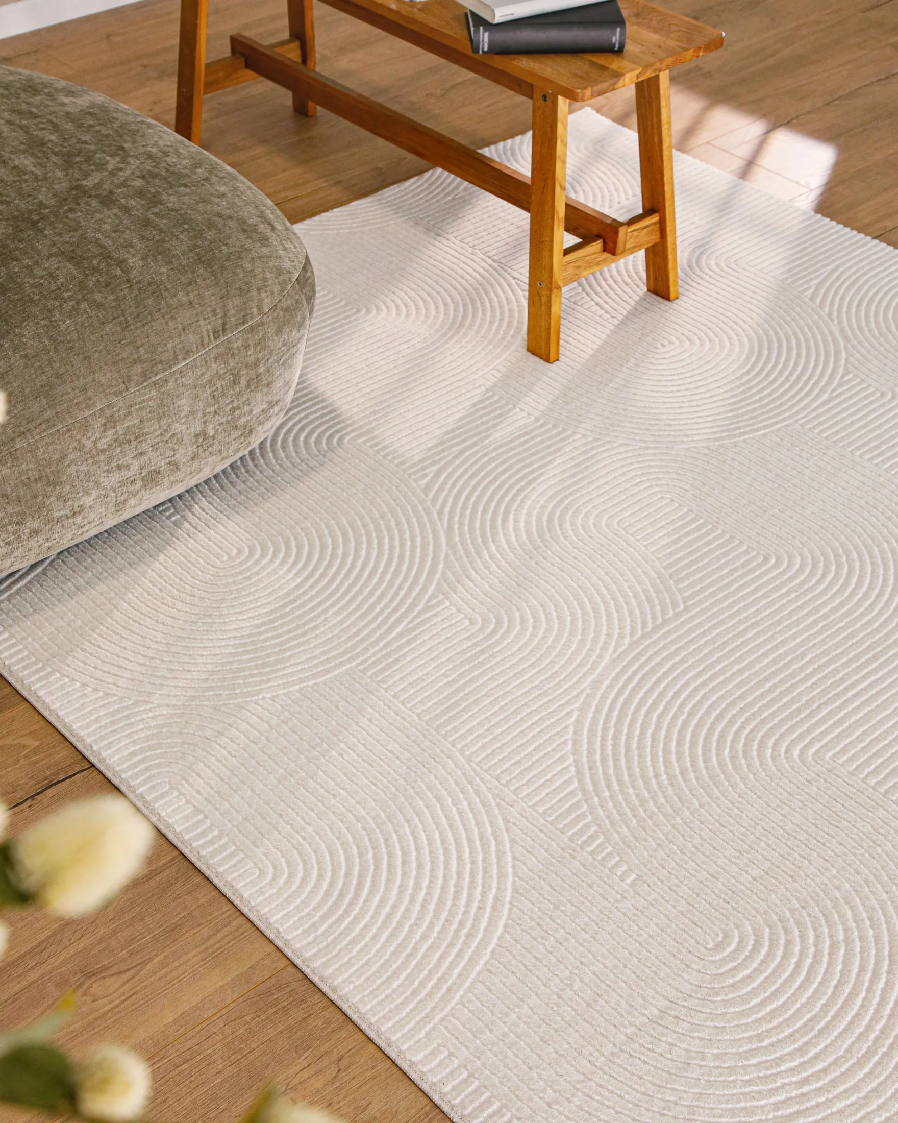 WECONhome Kurzflorteppich "Nuuk Arc" - Creme Weiß