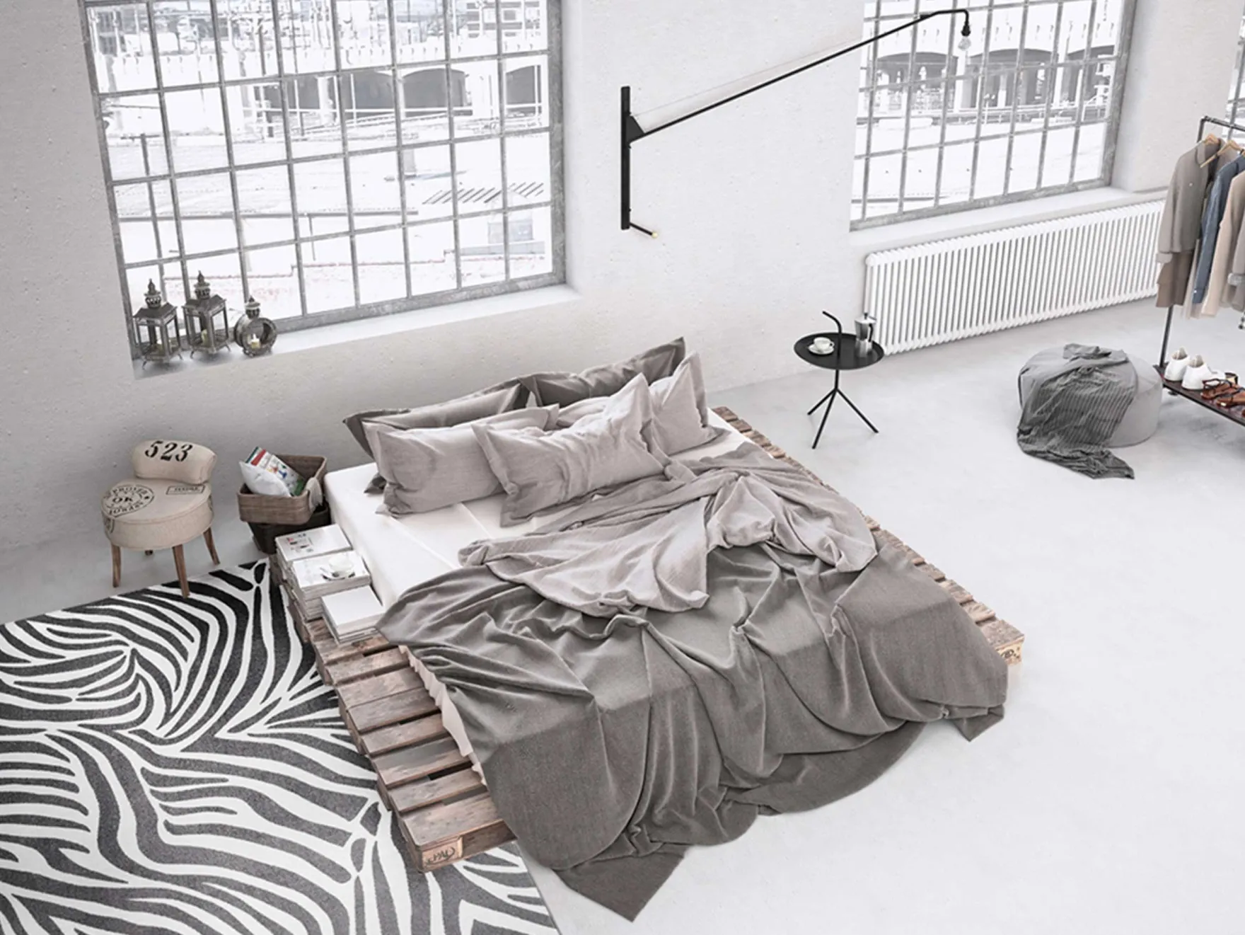 WECONhome Kurzflor Teppich "Zebra" grau creme