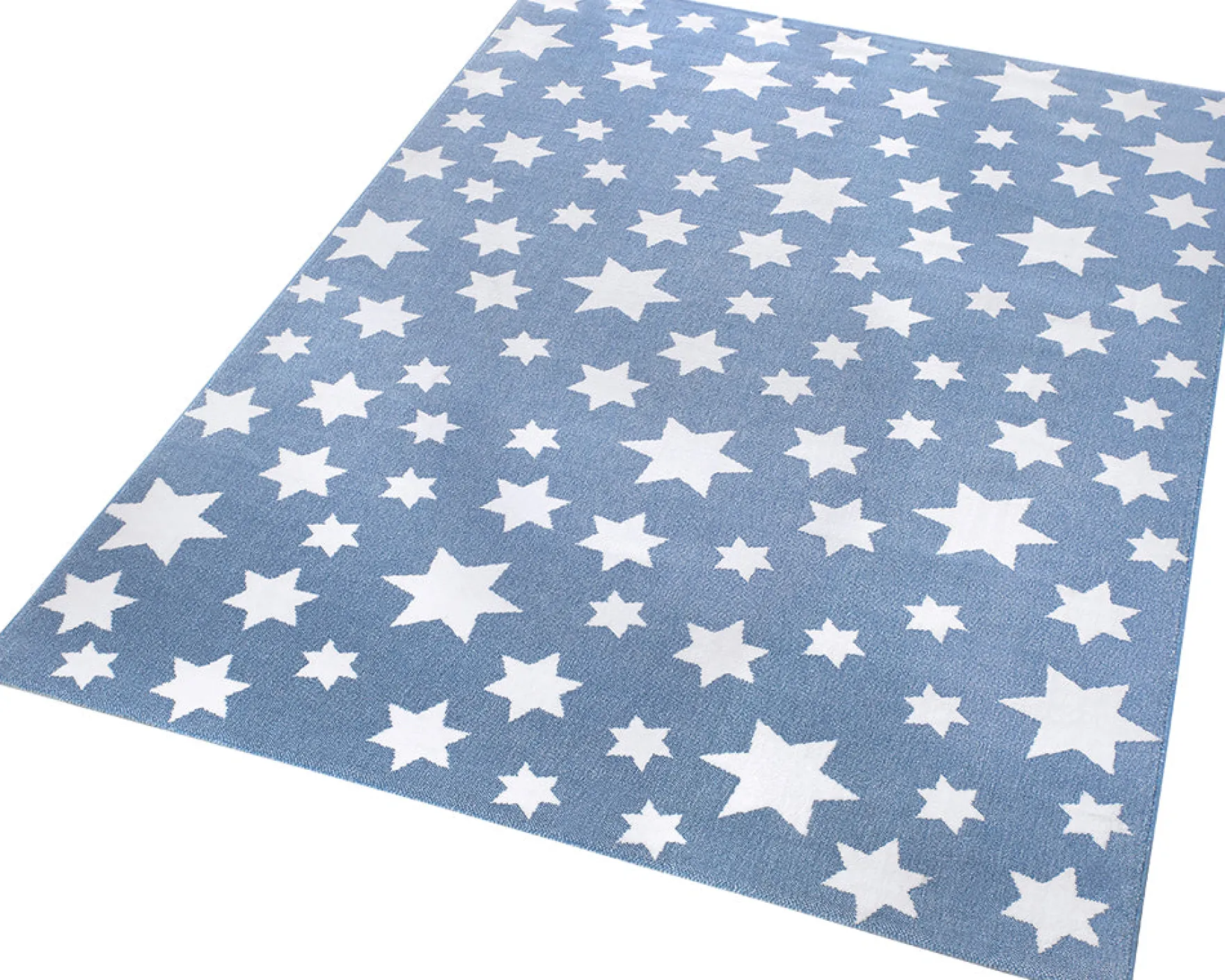 Weconhome Teppich 133x200 Blau Weiß Sterne