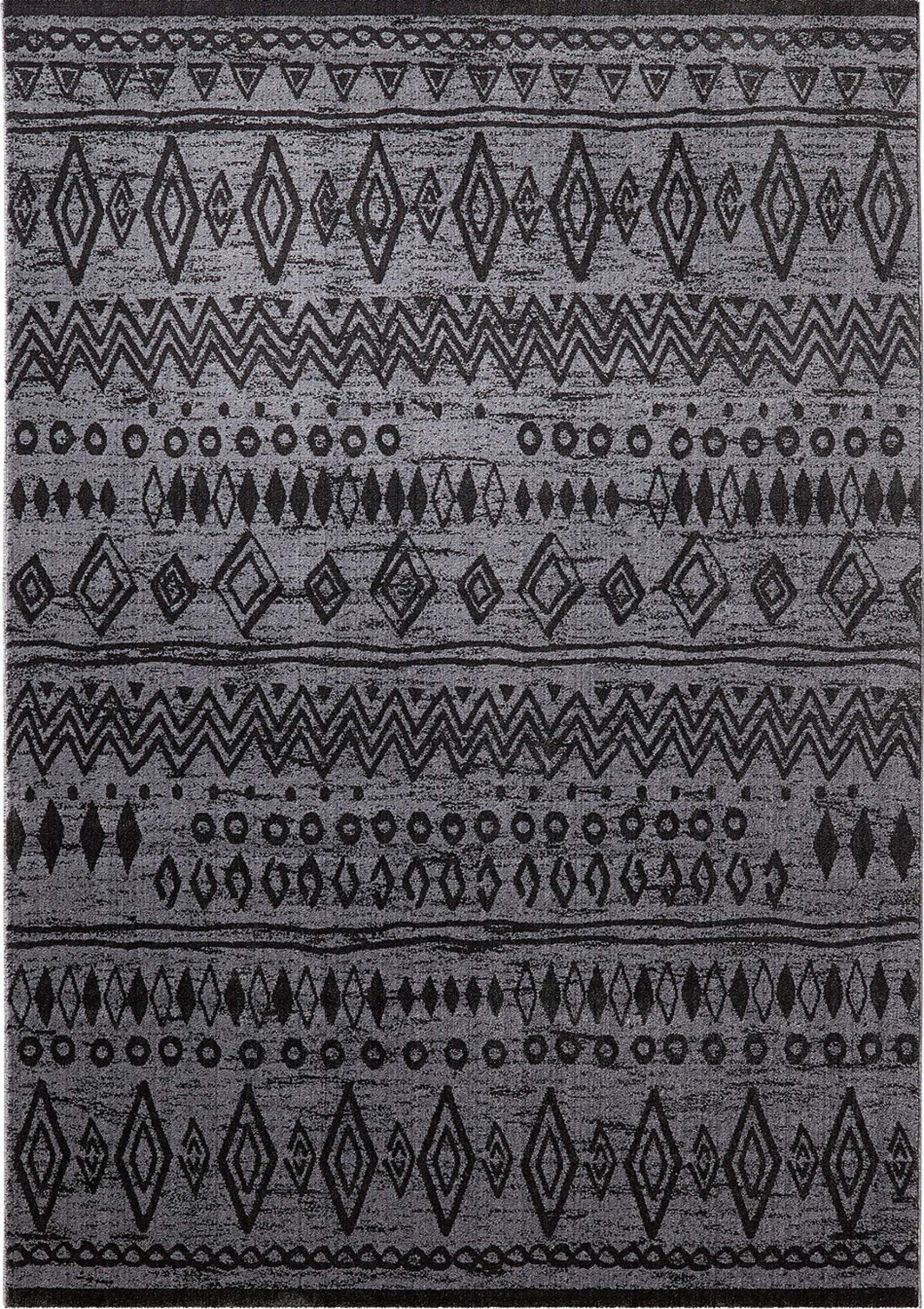 WECONhome Teppich 120x170 cm Schwarzgrau "Contemporary Kelim"