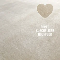 Weicher Hochflor Teppich Creme Beige 