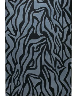 Wilde Linie in Rauchblau - Handtuft Wolle 160 x 230 cm