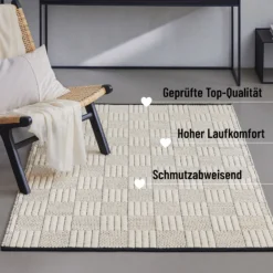 Wollteppich Creme Weiß